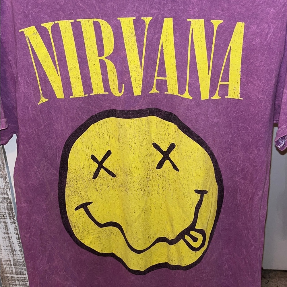 NIRVANA Purple Tee with Yellow Logo